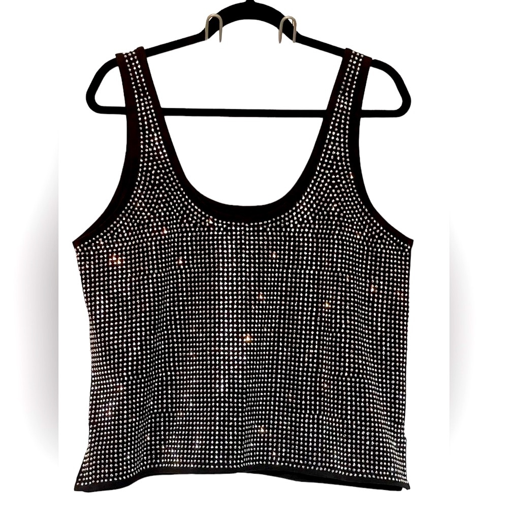 Good American Diamond Knit Black Top NWT